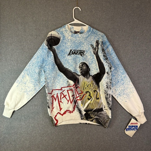Vintage LA Lakers Magic Johnson Sweatshirt NBA Medium DEADSTOCK Graphic 90’s T’s - Picture 1 of 16